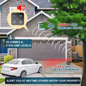 Wireless Motion Sensor Alarm System Driveway Alarm Outdoor Security Detector 70ft Detect Range 1/2 Mile Transmission IP65 Weatherproof 35 Chimes Expandable System Home Security