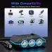 120W Car Charger Adapter 7 in 1 4 USB 3 Socket Splitter Charge Independent Switches DC Outlet Voltage Display With Compass