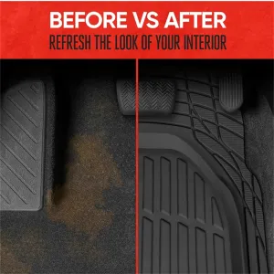 3pcs Deep Dish Heavy Duty Rubber Car Floor Mats Trim to Fit All Weather Protection for SUV Truck Van High-Quality PVC