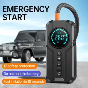 2000A 16000mAh Car Jump Starter with Air Compressor Power Bank Portable Pump Wireless Inflation Emergency Battery Booster