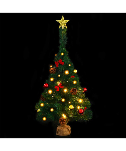 Artificial Christmas Tree with 20 LEDs, Easy Assembly Premium Spruce with Metal Stand and 60 Branchs for Home,Office,Party,Holiday Indoor Outdoor Decoration