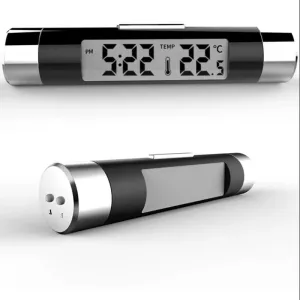 Car Air Outlet Thermometer Time Display High Precision Electronic Digital Car Clock LED Thermometer with Back Luminous