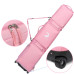 DashingNoah Rolling Ski Bags with Wheel, 155cm-175cm Padded Waterproof Snowboard Bag for Air Travel, Fits Single Ski & Skis with 3 Separation Storage, Unisex Adjustable Length, Pink