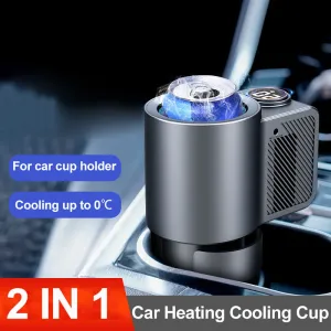 Smart 2-in-1 Car Heating Cooling Cup Cold Hot Coffee Milk Electric Beverage Warmer Cooler Holder For Drinks Travel Mini Car Fridge