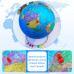 9 INCH World Globe for kids & adult, Classroom & Office Desk, Small Educational Globe with iron Stand for Kids Learning, HD colorful World Map, Magnetic Push Pins & magnifier & handkerchief, 360 Horizontal Rotation Homeschool World Globe B