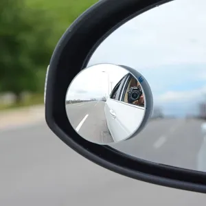 2PCS Car Blind Spot Mirror 360 Adjustable HD Glass Wide Angle Rearview Frameless Round Frame Convex Blind Spot Mirror Safety Driving Wide Angle  Adjustable Clear Rearview Mirror