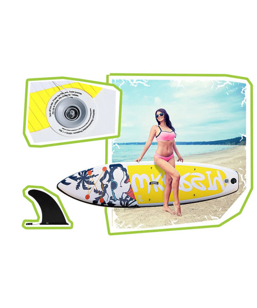 WKERSIY Inflatable Paddle Board Stand Up Surfing Board 6 Inch Thick Surfboard Surf Set with Paddleboard Surf Fin Coiled Leash Inflator Pump and Carry Bag SYFC320DOG