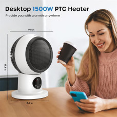 ECOWELL Space Heater, 1500W 2S Fast Heating Electric Ceramic Heater with Remote Control, Overheating and Tip-Over Protection, Portable Desk Heater, EHT150