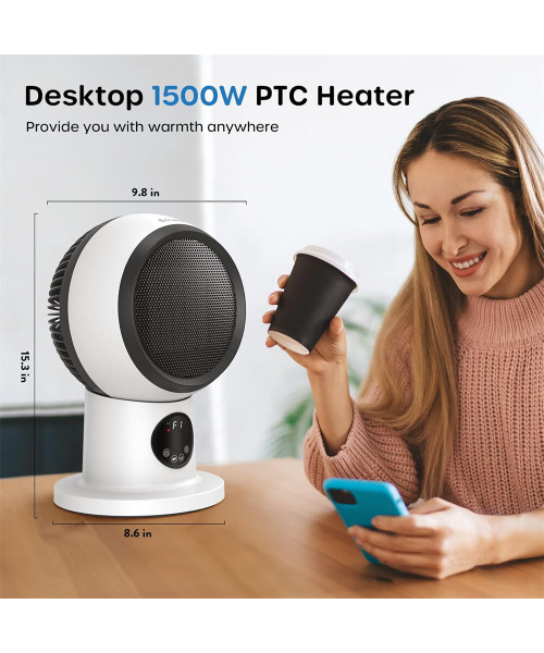 ECOWELL Space Heater, 1500W 2S Fast Heating Electric Ceramic Heater with Remote Control, Overheating and Tip-Over Protection, Portable Desk Heater, EHT150