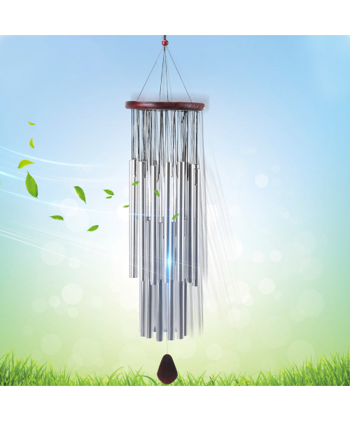 Home 27 Silver Tubes Wind Chimes Church Bells Hanging Decorations