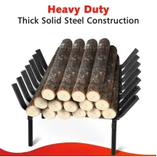 SINGLYFIRE Fireplace Grate 24 inch Heavy Duty Solid Steel Fireplace Log Holder 3/4" Bar Fire Grate Wrought Iron Wood Stove Holder Firewood Burning Rack for Indoor Outdoor Chimney Hearth Kindling Tool