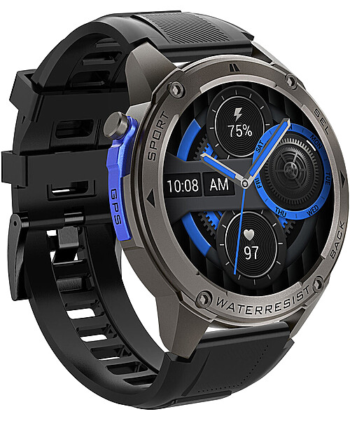 BlitzWolf BW-Voyager1 1.43-inch AMOLED GPS Double Straps Compass & Barometer 10ATM Waterproof bluetooth Call Heart Rate Blood Oxygen Monitor Sleep Monitoring Menstrual Cycle Multi-sports Outdoor Smart Watch