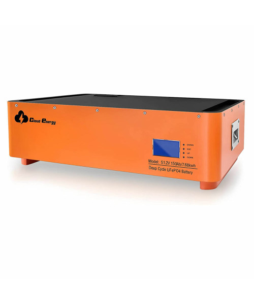 Cloudenergy 48V 150Ah Stackable LiFePO4 Deep Cycle Rechargeable Battery 7680Wh 2150W 6000+ Life Cycles 10-Year Lifetime Built-in BMS LED Monitor RV, Solar, Marine, Overland, Off-Grid CL48-150S