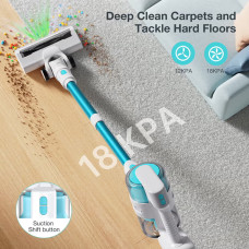 MOOSOO S6 Cordless Handheld Stick Vacuum 18 KPa Robot Vacuum Type C Rechargeable Washable HEPA with LED Light