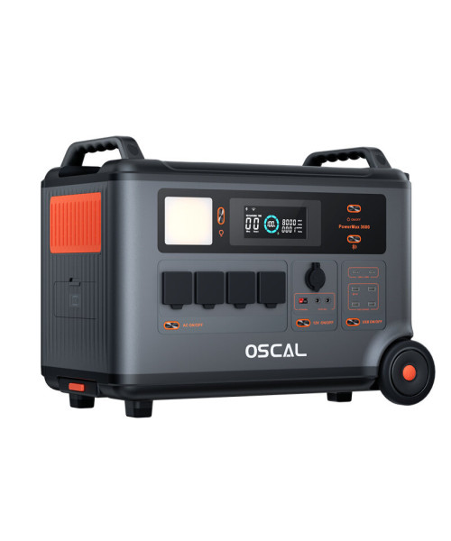 Blackview Oscal Powermax 3600 Rugged Power Station+2*PM200 Solar Panel Kit 3600Wh to 57600Wh LiFePO4 Battery Pack Power Bank with 14 Outlets 5 LED Light Modes Morse Code Portable Roller Power Backup for Emergency Communication Camping House Trolling