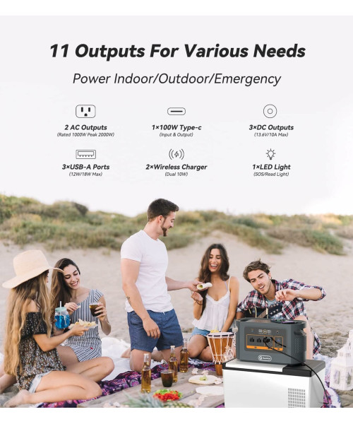FlashFish QE02D UPS 1200W 1008Wh Portable Power Station LiFePO4 Lithium Battery Support in Solar Panels Backup Power Home Energy Storage Outdoor Camping Power Generator
