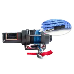 4500lbs 12V Electric Winch Pulling Capacity Nylon Rope Wireless Remote Control Rotatable Clutch High Torque Permanent Magnet Motor Heavy Duty Winch for ATV UTV Small Trailers