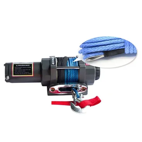 4500lbs 12V Electric Winch Pulling Capacity Nylon Rope Wireless Remote Control Rotatable Clutch High Torque Permanent Magnet Motor Heavy Duty Winch for ATV UTV Small Trailers