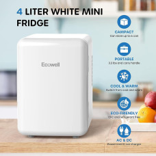 ECOWELL WRE100 Mini Fridge for Bedroom 4L/6 Can Skincare Fridge  AC/DC Portable Compact Small Refrigerator for Office Dorm Car Desk for Skin Care Makeup Cosmetic