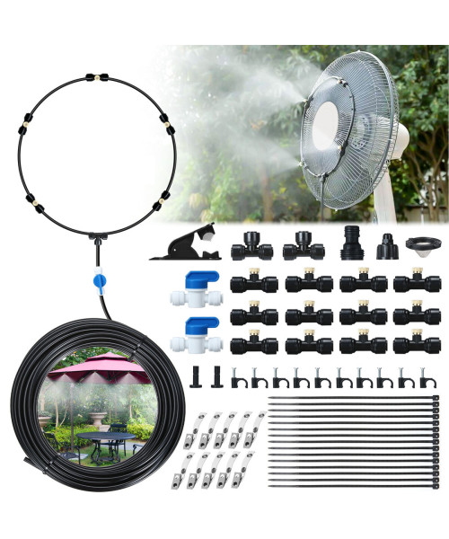 44PCS 15FT Misting Cooling System PE Spray Water Systemfor Garden Landscaping Greenhouse
