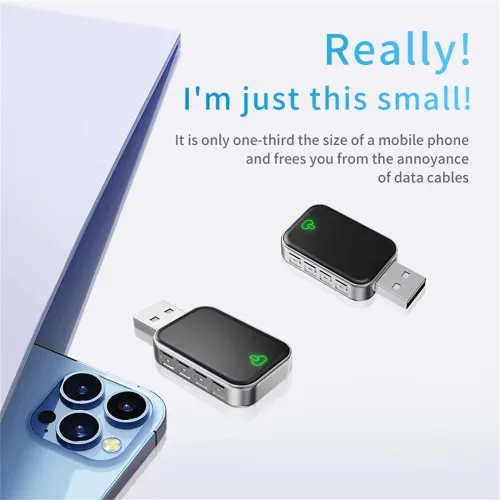 2-in-1 Wireless Carplay Android Auto Adapter 5.8G Transmission Frequency Plug and Play