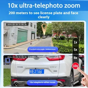 10K UHD WiFi 6 PTZ Camera 8MP Wireless Outdoor 10X Zoom Three Screen Four Lens Automatic Tracking Two-way Intercom Waterproof Security CCTV Camera