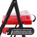Portable Folding Ladder Red 4 Step Anti-Slip Wide Pedal Versatile Use for Home Office Garden