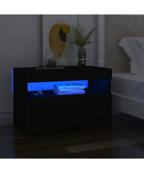 TV Cabinets with LED Lights 2 pcs Black 23.6"x13.8"x15.7