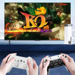 128G H10 TV Game Stick with Dual Wireless Gamepads 4K HD 40000 Games Support HD Output Aluminum Alloy Double Handles Retro Game Console