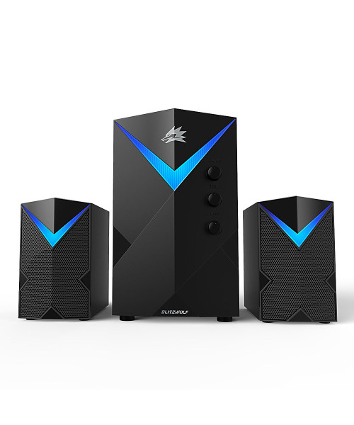 BlitzWolfBW-GT2 Computer Speaker 20W with 2.1 Channel Combination Speakers Powerful Bass Dazzling Light bluetooth Version Multiple Connections
