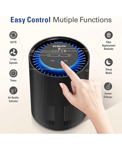 STEALTH Air Purifiers for Large Room Up to 673ft, H13 True HEPA Filter, Ozone Free Auto Function Ultra-Quiet Sleep Mode, Remove 99.97% of Pet Dander and Dust Smoke Pollen, for Home Office Kitchen