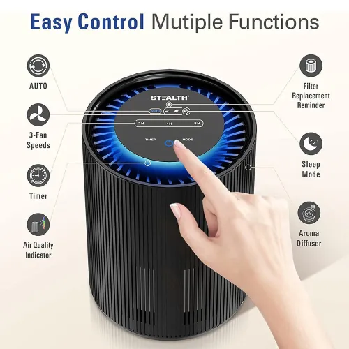 STEALTH Air Purifiers for Large Room Up to 673ft, H13 True HEPA Filter, Ozone Free Auto Function Ultra-Quiet Sleep Mode, Remove 99.97% of Pet Dander and Dust Smoke Pollen, for Home Office Kitchen