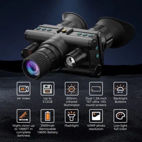 CIGMAN X1 PRO Night Vision Monocular 40MP Photo 4K Video Recording 8X Zoom 5X Optical Magnification 600m Night Range OLED Dual Display IP54 Waterproof