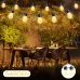 Elfeland 11M 15 Bulbs Solar Powered Outdoor String Lights Remote Control Waterproof IP65 Warm USB Ambiance Lighting Camping Backyard Decorations