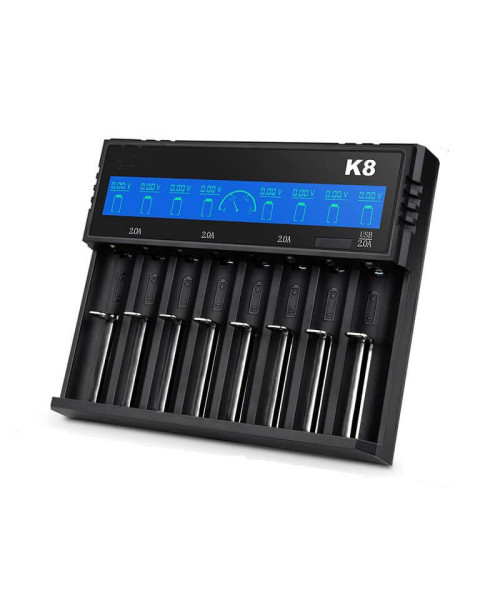 K8 8-Slot with LCD Screen Display Intellegent Rechargeable Li-ion Battery Charger Universal Flashlight RC Toys Home Tools Battery Charger 4 Slots For Li-ion 18650 21700 26650 AA AAA Batteries Cell