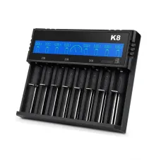 K8 8-Slot with LCD Screen Display Intellegent Rechargeable Li-ion Battery Charger Universal Flashlight RC Toys Home Tools Battery Charger 4 Slots For Li-ion 18650 21700 26650 AA AAA Batteries Cell