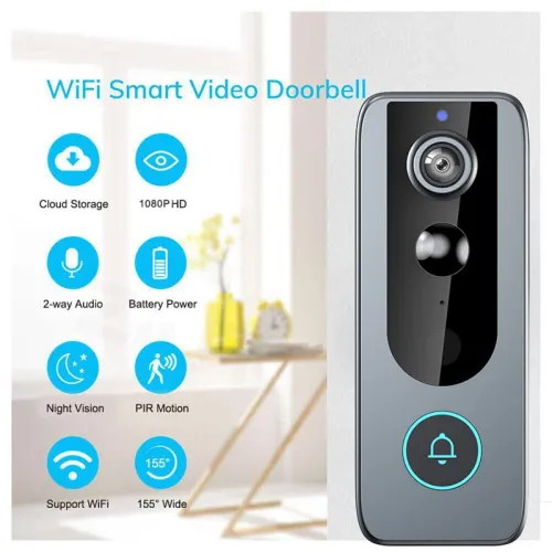M20 1080P Tuya WiFi Video Doorbell 155 Wide Viewing Intelligent Night Vision 2-way Audio IP65 Waterproof APP Remote Monitoring HD Visual Door Bell Supports PIR 4000mAh Battery