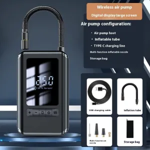 150PSI Portable Air Compressor for Car Tires with Automatic Shut off Digital Pressure Gauge Emergency LED Light Cordless Automotive Pump