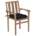 Garden Chairs 2 pcs with Black Cushions Solid Teak Wood