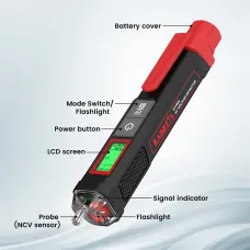 KAIWEETS HT100S Non-Contact Voltage Tester Pen Dual Range 12-1000V AC / 70-1000V AC CAT III 1000V IV 600V Safety Rated with LED Flashlight Low Power Indicator Automatic Power Off Features