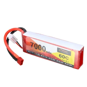 ZOP Power 7.4V 7000mAh 60C 2S LiPo Battery T Deans Plug for RC Drone