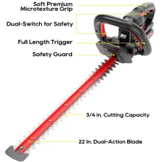 ECOMAX ELG06 18V 22-Inch Cordless Hedge Trimmer Ideal for Pruning Branches in Your Backyard, Garden Hedge Trimmer with 2.0AH Battery & Charger