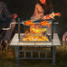 SINGLYFIRE 37 Inch Fire Pit Table with Grill for Outside Large Square Wood Burning firepit Heavy Duty Steel Pit Cooking with Spark Screen Log Grate Poker for Backyard Garden Camping