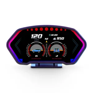 6-inch LCD Screen P3 Car Head Up Display 36 Function OBD+GPS Dual System HUD Slope Meter Accelerometer Breathing Ambient Light