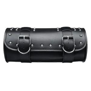 Motorcycle PU Leather Black Tool Bag Front Fork Handlebar Saddlebags Roll Barrel Style