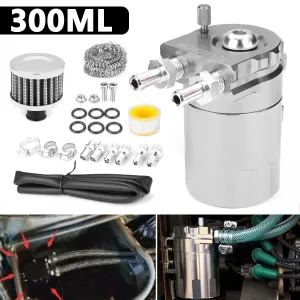 300ML Oil Catch Can Kit Universal Gas Recovery Pot Reservoir Tank Air Filter