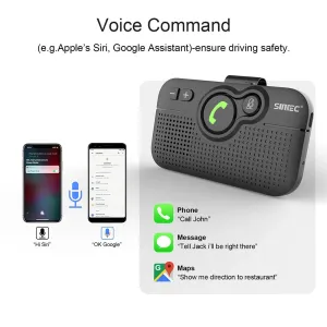Handsfree Bluetooth Car Kit for Cell Phone, Wireless Bluetooth Speaker for Car, AUTO Power ON Support Siri Google Voice Assistant Hands Free Phone Speakerphone with Visor Clip