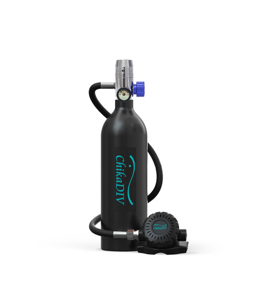 CHIKADIV 1L Scuba Tank Refillable Oxygen Cylinder Underwater Diving Gear for Diver Portable Diving and Snorkeling Equipment
