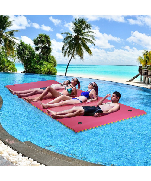 HALLOLURE 12.8*5Feet Floating Water Pad 3 Layer Floating Foam Fun Mat For Water Recreation Relaxing Swimming Pool