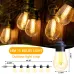 Elfeland 11M 15 Bulbs Solar Powered Outdoor String Lights Remote Control Waterproof IP65 Warm USB Ambiance Lighting Camping Backyard Decorations